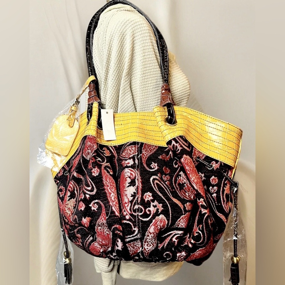 Vibrant XLarge Cosmo Paisley Design Boho Tote Beach Travel Bag NEW With Tags